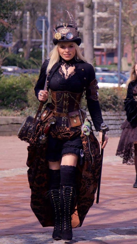 Steampunk Adventurer in Black and Brown Leather